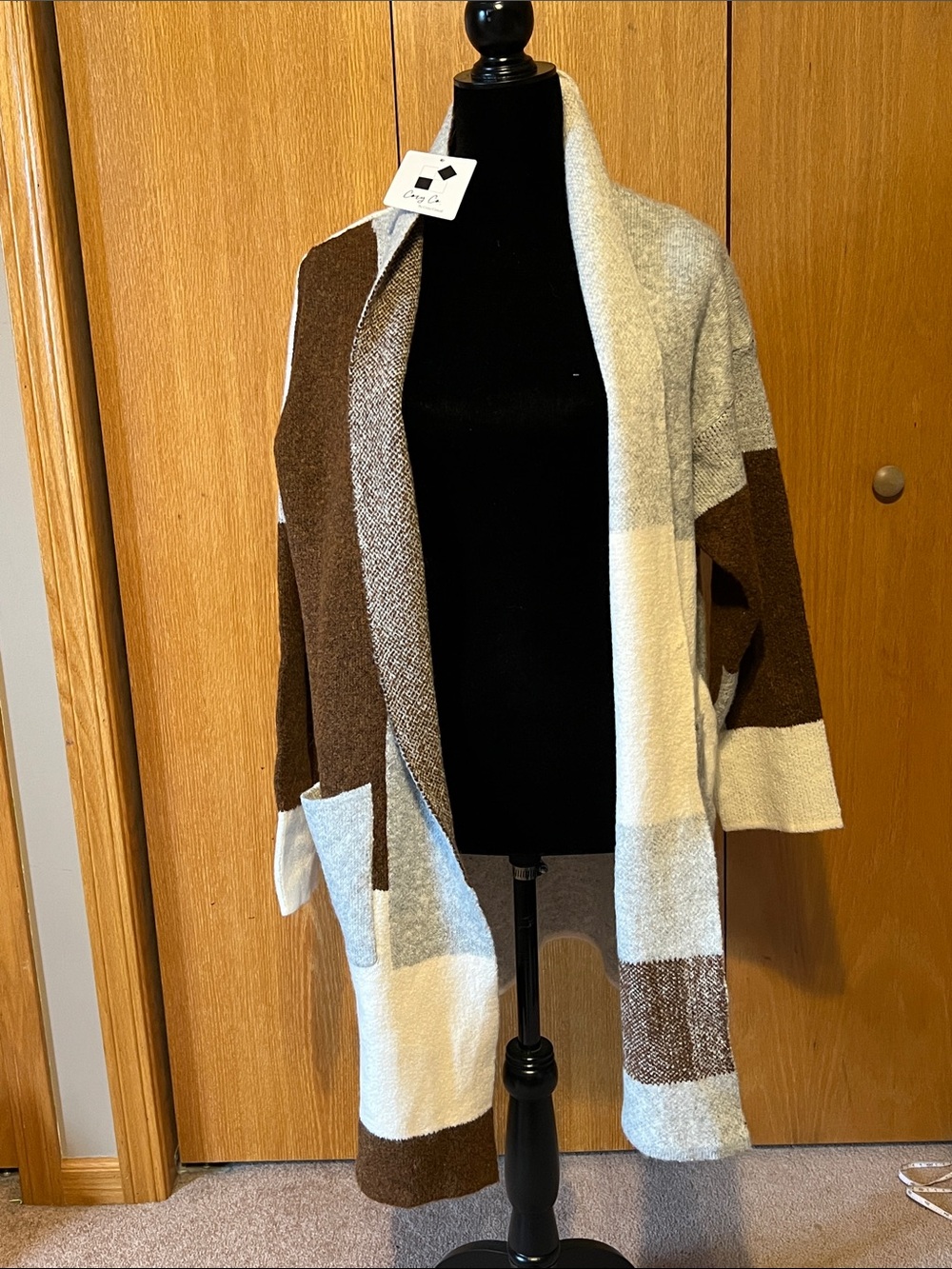 NWT Cozy Co. by Cozy Causal color block  long cardigan sweater Sz. M/L